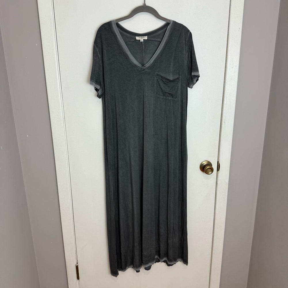 Umgee Charcoal V-Neck Maxi Dress size Small